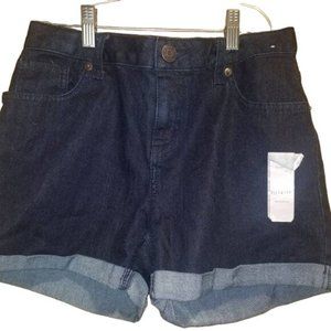 Cat & Jack Girl's Jean Shorts Size XL(14/16) Dark Blue New Rolled Hem Target